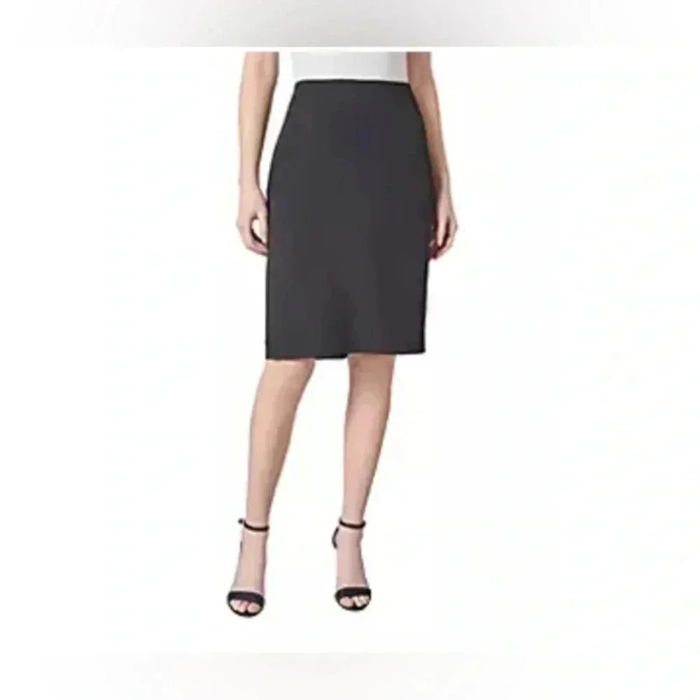 Kasper Petite Black Cotton Blend Lined Pencil Skirt Size 6P Back Slit Business